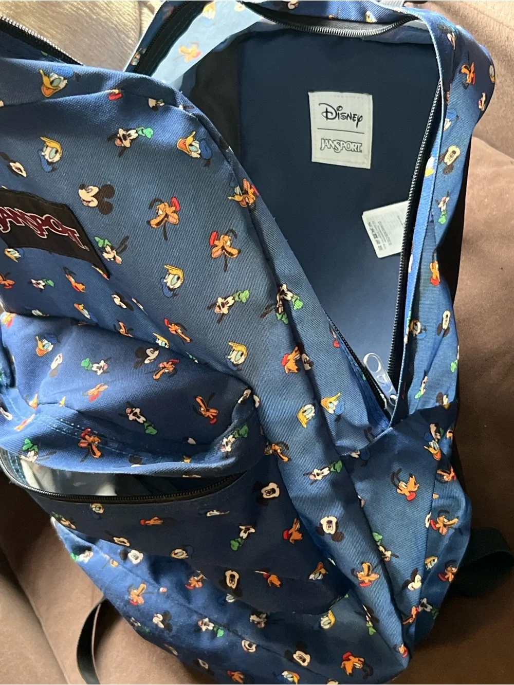 Jansport Navy Backpack with Multicolor Disney Character Print